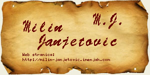 Milin Janjetović vizit kartica